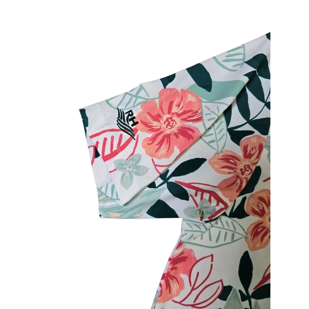 NWT‎ Bad Birdie M Floral Polo Shirt 4-Way Stretch UPF 50+